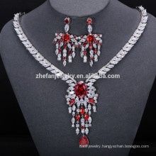 bridal jewelry hot sale high quality fashion diamond plated red big jewelry set wedding crystal jewelry set